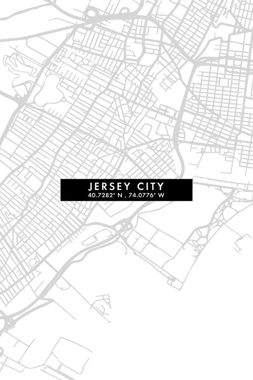 Jersey City, New Jersey, City Map Minimal Style by WallDecorAddict wall art
