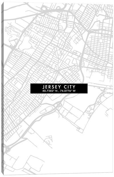 Jersey City, New Jersey, City Map Minimal Style Canvas Art Print - New Jersey Art