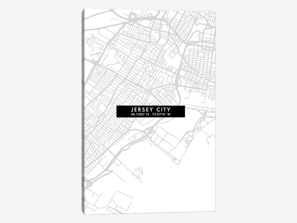 Jersey City, New Jersey, City Map Minimal Style by WallDecorAddict 1-piece Art Print