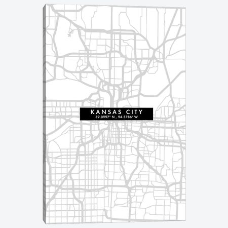 Kansas City, Map Minimal Style Canvas Print #WDA1646} by WallDecorAddict Art Print