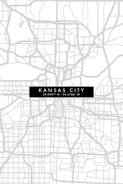 Kansas City: Kansas City, Map Minimal Style by WallDecorAddict