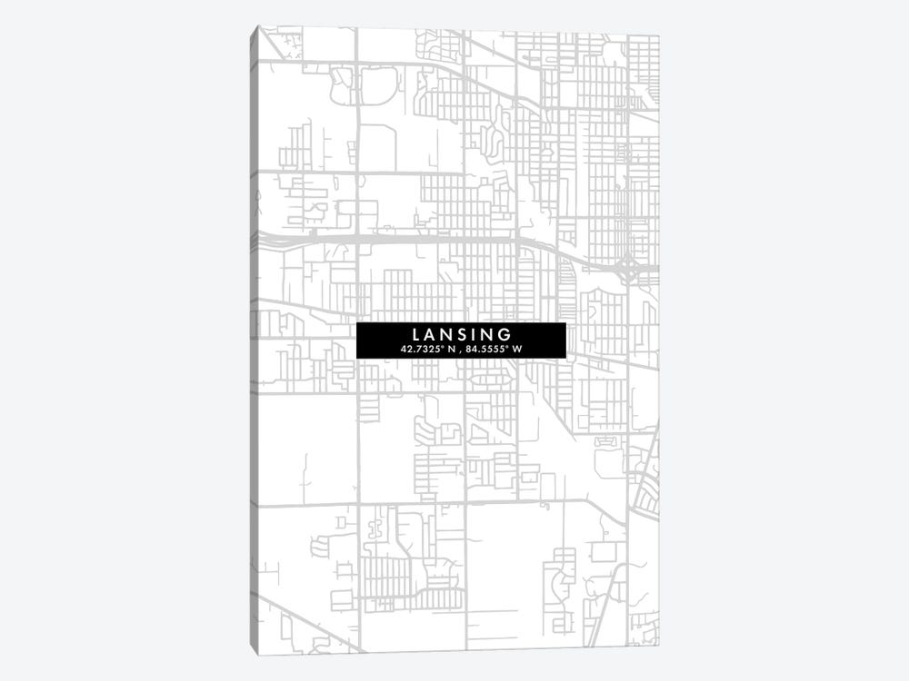 Lansing City, Map Minimal Style, Michigan by WallDecorAddict 1-piece Art Print