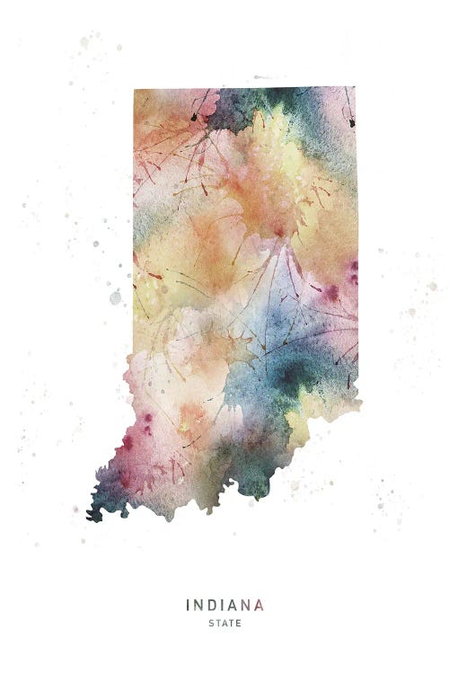 Indiana State Watercolor by WallDecorAddict wall art