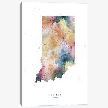 Indiana State Watercolor Canvas Print #WDA164} by WallDecorAddict Canvas Art Print