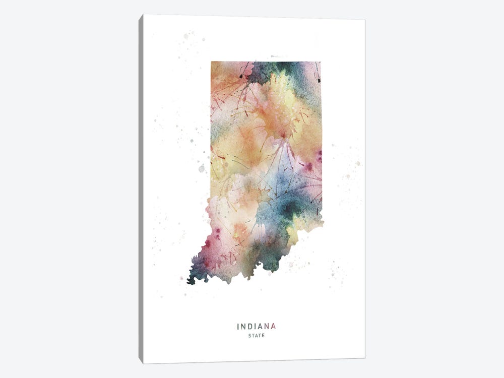 Indiana State Watercolor by WallDecorAddict 1-piece Canvas Wall Art