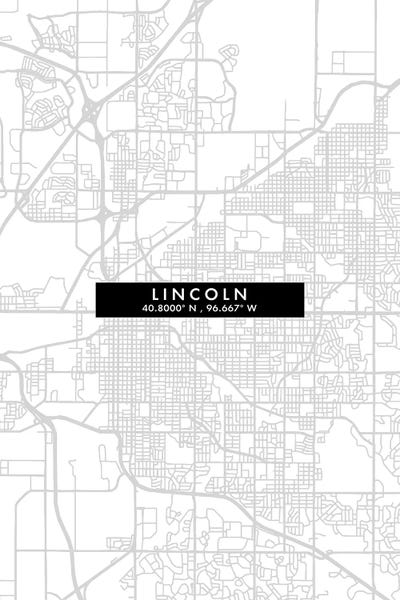 Lincoln City Map Minimal Style by WallDecorAddict art print