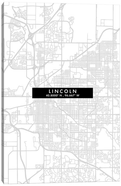 Lincoln City Map Minimal Style Canvas Art Print