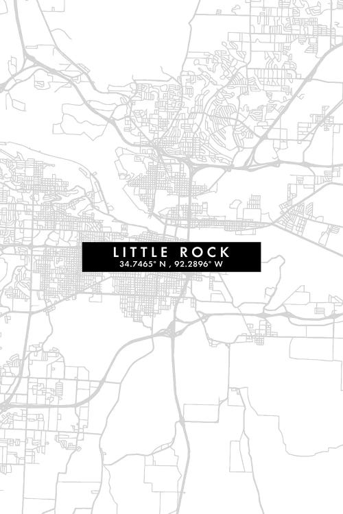 Little Rock City Map Minimal Style by WallDecorAddict canvas print
