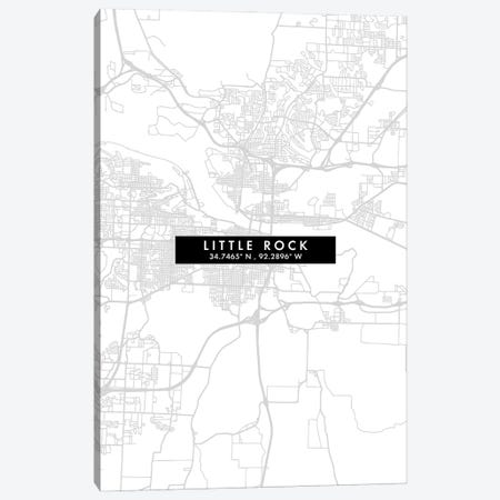Little Rock City Map Minimal Style Canvas Print #WDA1652} by WallDecorAddict Canvas Print