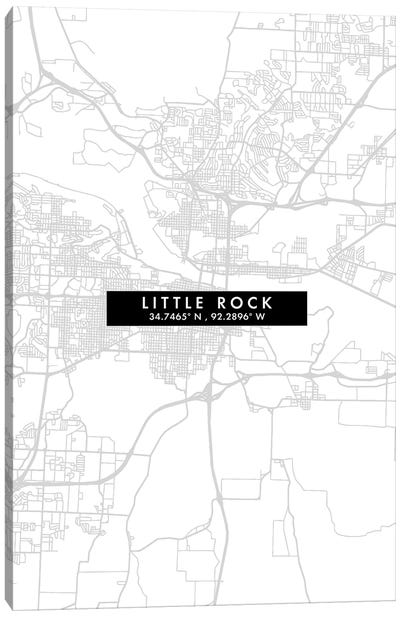 Little Rock City Map Minimal Style Canvas Art Print - Arkansas Art