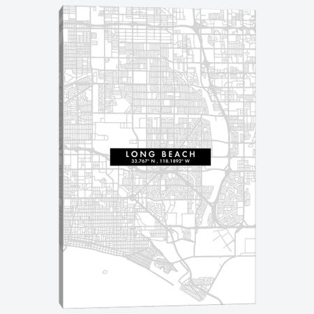 Long Beach City Map Minimal Style Canvas Print #WDA1653} by WallDecorAddict Art Print