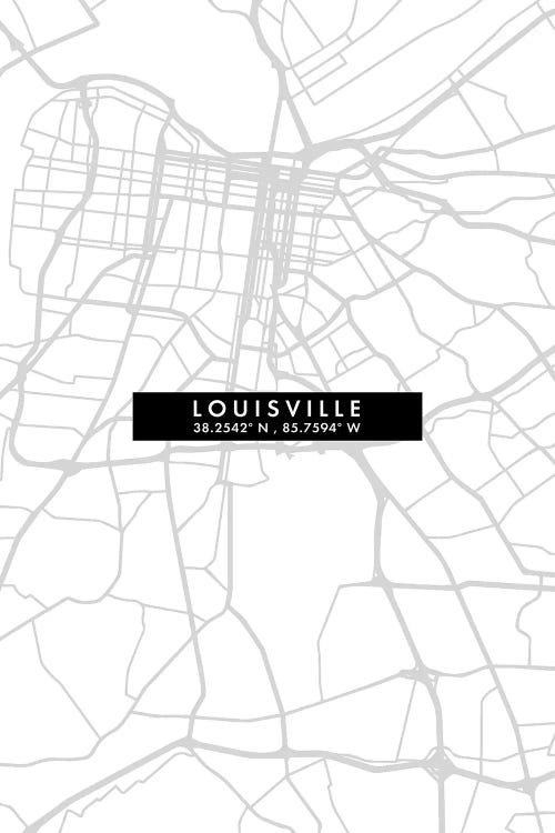 Louisville City Map Minimal Style