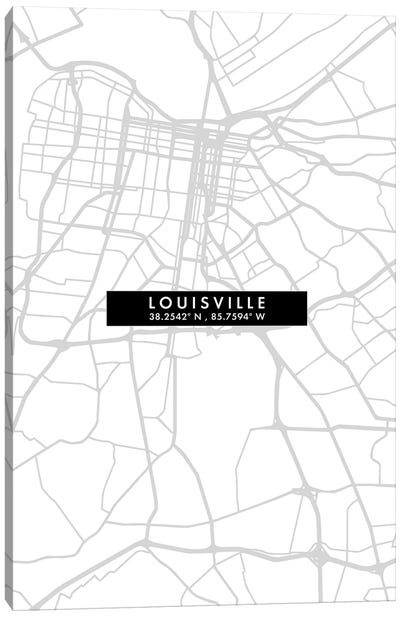Louisville City Map Minimal Style Canvas Art Print - Louisville