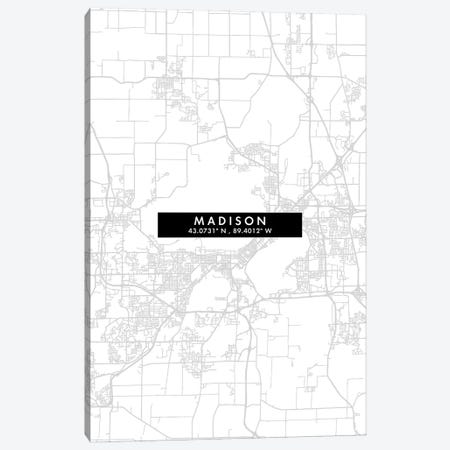 Madison, Wisconsin City Map Minimal Style Canvas Print #WDA1657} by WallDecorAddict Canvas Art