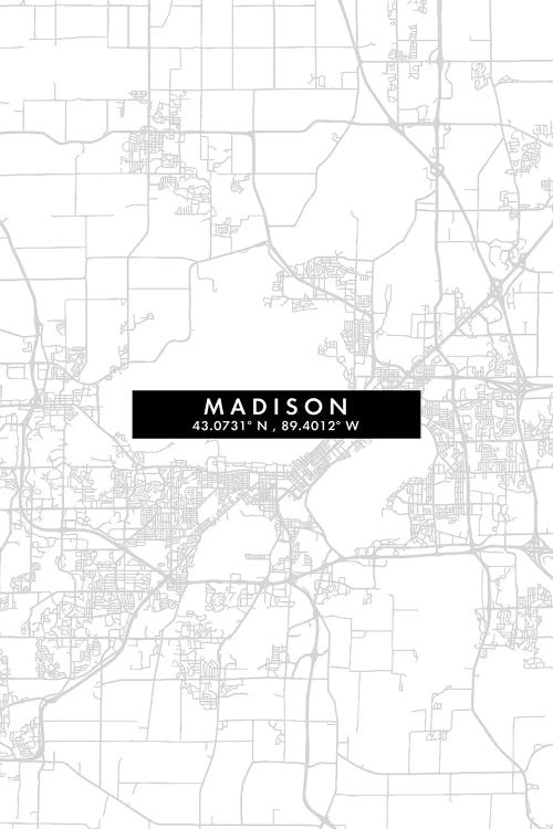 Madison, Wisconsin City Map Minimal Style by WallDecorAddict wall art