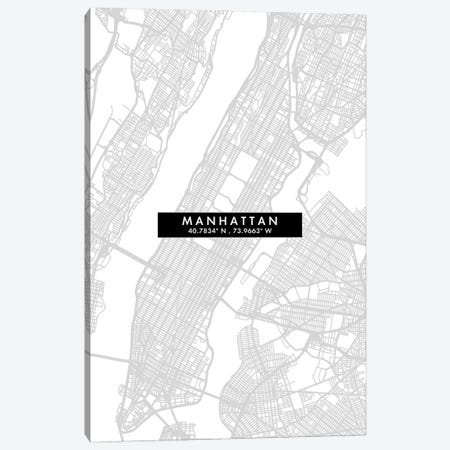Manhattan City Map Minimal Style Canvas Print #WDA1658} by WallDecorAddict Canvas Art Print