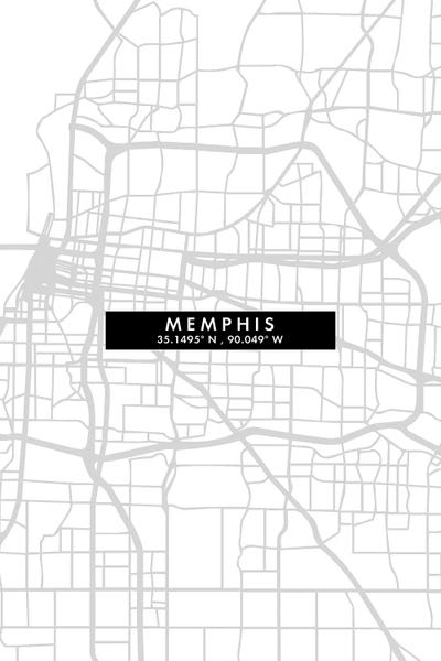 Tennessee: Memphis, Tennessee City Map Minimal Style by WallDecorAddict