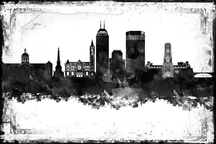 Indianapolis Black And White Framed Skylines