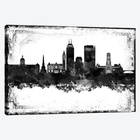 Indianapolis Black And White Framed Skylines Canvas Print #WDA165} by WallDecorAddict Art Print