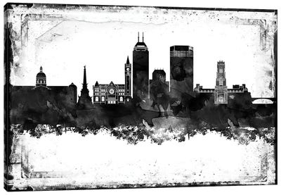 Indianapolis Black And White Framed Skylines Canvas Art Print - Indianapolis Art