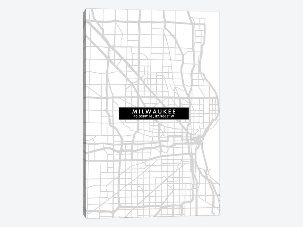 Milwaukee, Wisconsin City Map Minimal Style by WallDecorAddict 1-piece Canvas Artwork
