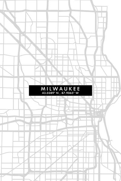 Wisconsin: Milwaukee, Wisconsin City Map Minimal Style by WallDecorAddict