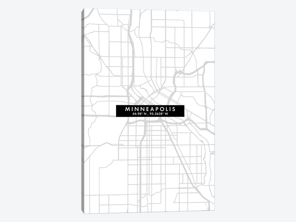 Minneapolis, Minnesota City Map Minimal Style by WallDecorAddict 1-piece Art Print