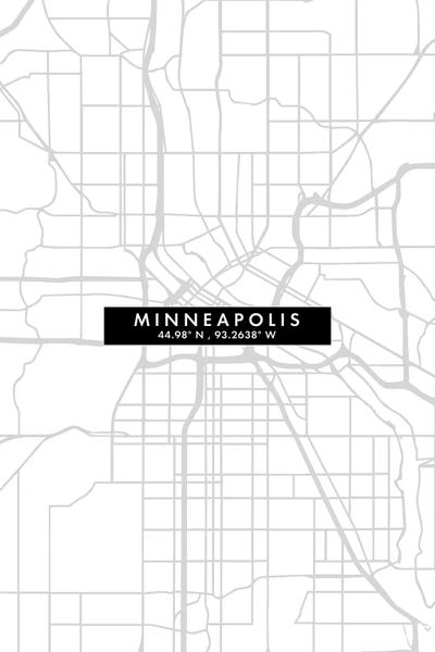 Minneapolis: Minneapolis, Minnesota City Map Minimal Style by WallDecorAddict
