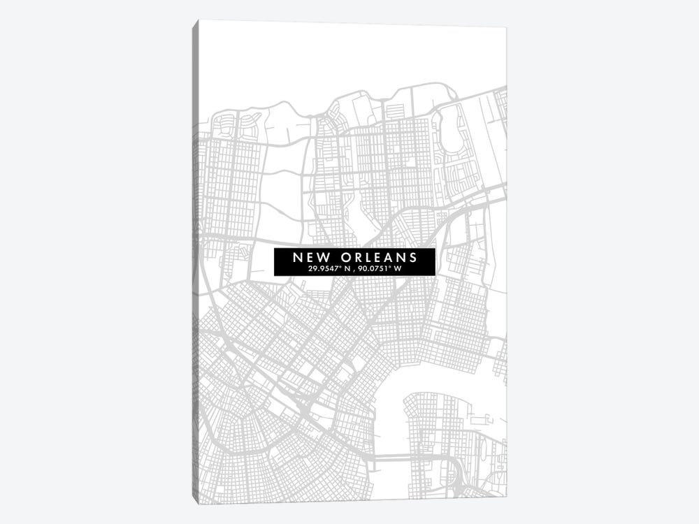 New Orleans, Louisiana City Map Minimal Style 1-piece Art Print