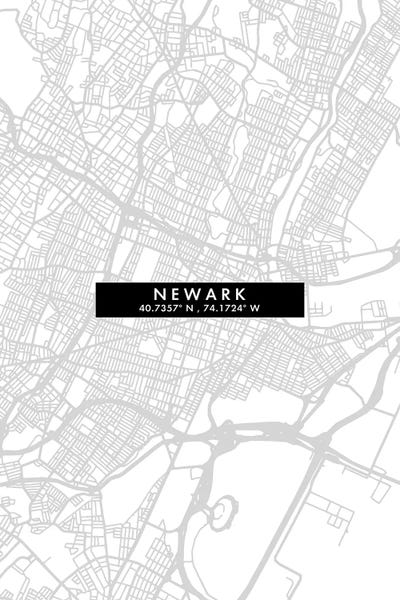 New Jersey: Newark, New Jersey City Map Minimal Style by WallDecorAddict