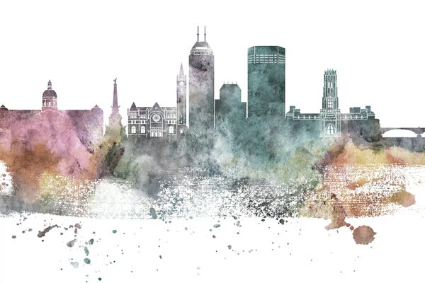Indiana: Indianapolis Pastel Skylines by WallDecorAddict