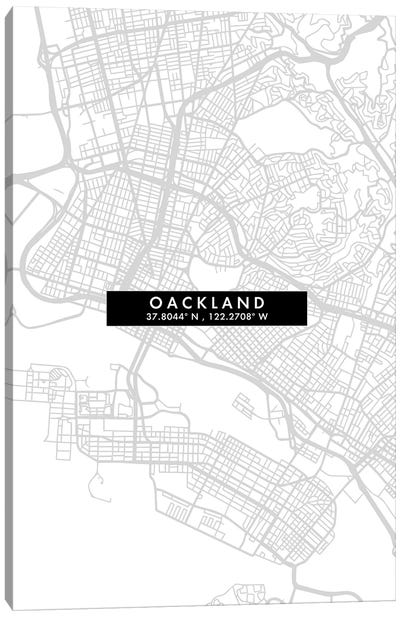 Oakland, California City Map Minimal Style Canvas Art Print - Oakland Art