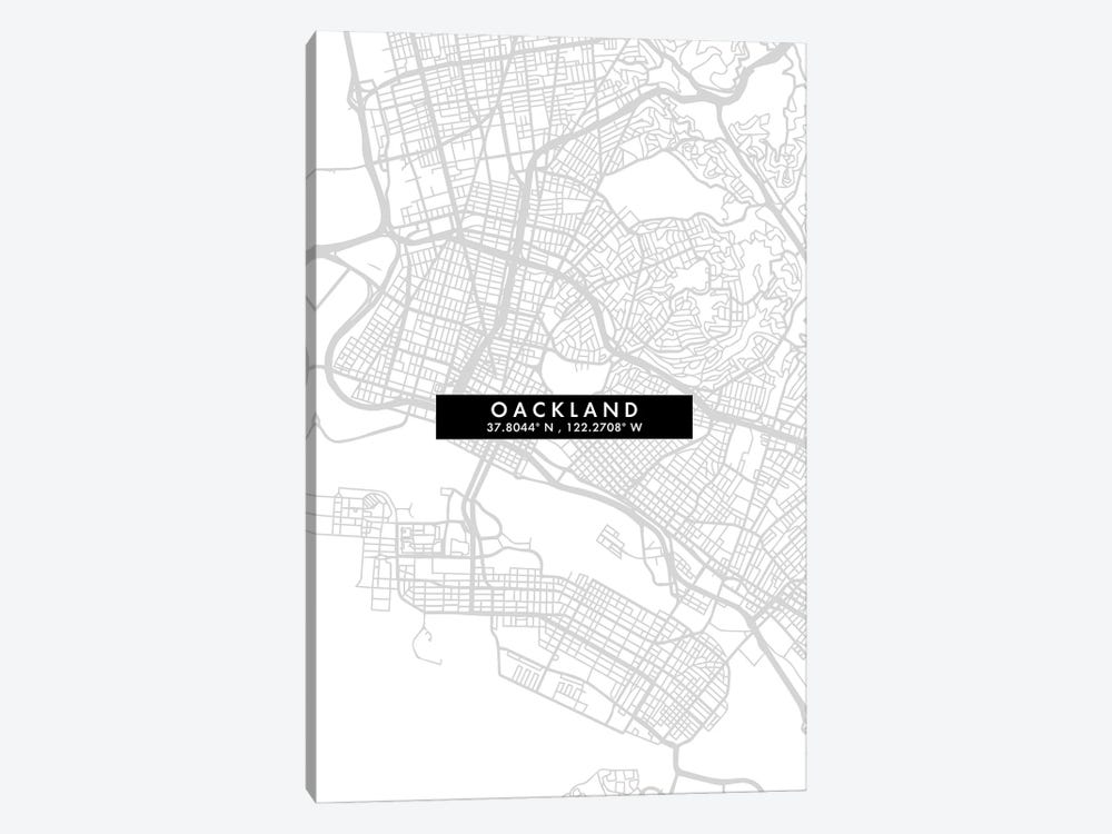 Oakland, California City Map Minimal Style by WallDecorAddict 1-piece Canvas Art Print