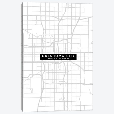 Oklahoma City Map Minimal Style Canvas Print #WDA1671} by WallDecorAddict Art Print