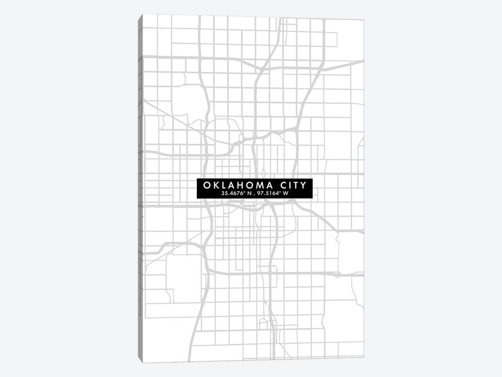 Oklahoma City Map Minimal Style by WallDecorAddict 1-piece Canvas Wall Art