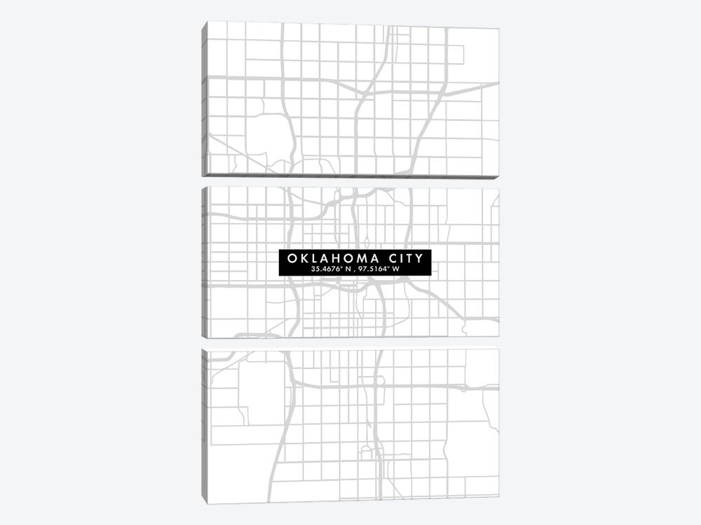 Oklahoma City Map Minimal Style by WallDecorAddict 3-piece Canvas Art