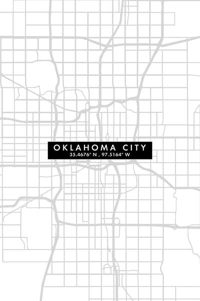 Oklahoma: Oklahoma City Map Minimal Style by WallDecorAddict