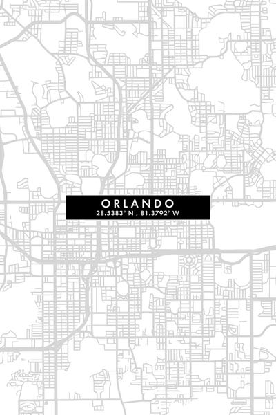 Orlando: Orlando, Florida City Map Minimal Style by WallDecorAddict