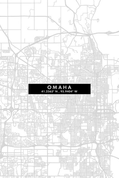 Nebraska: Omaha, Nebraska City Map Minimal Style by WallDecorAddict