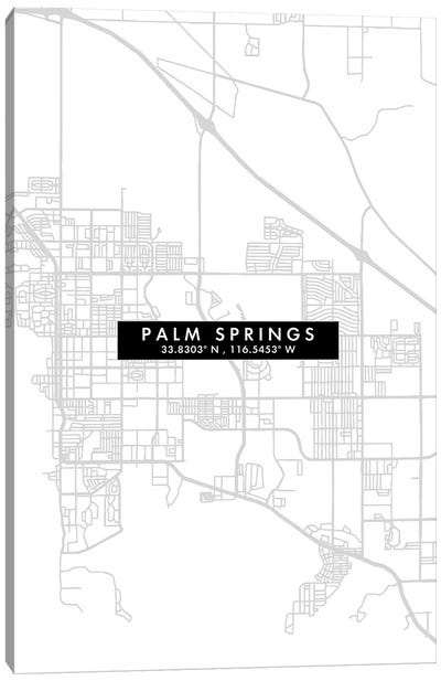 Palm Springs, California City Map Minimal Style Canvas Art Print - Palm Springs Art
