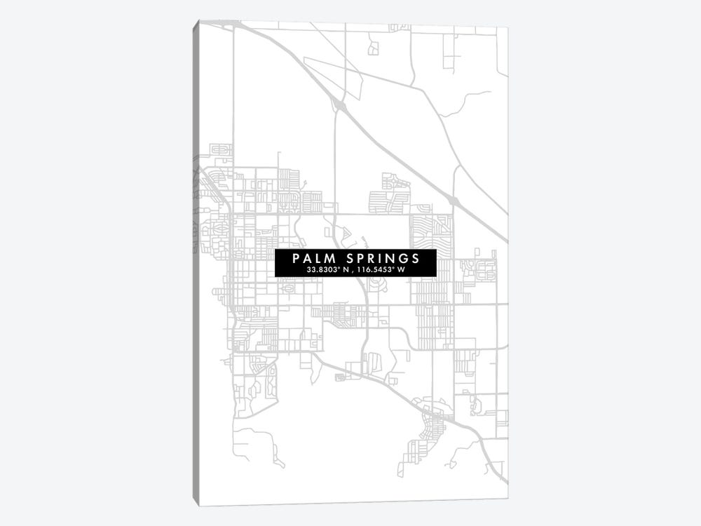 Palm Springs, California City Map Minimal Style by WallDecorAddict 1-piece Canvas Print