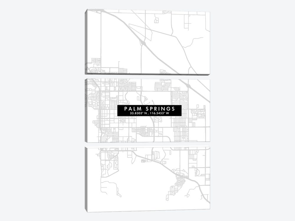Palm Springs, California City Map Minimal Style by WallDecorAddict 3-piece Canvas Art Print