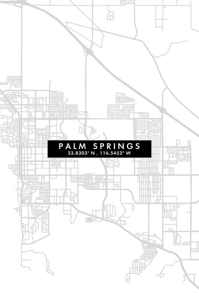 Large Map Art - Canvas Prints: Palm Springs, California City Map Minimal Style by WallDecorAddict