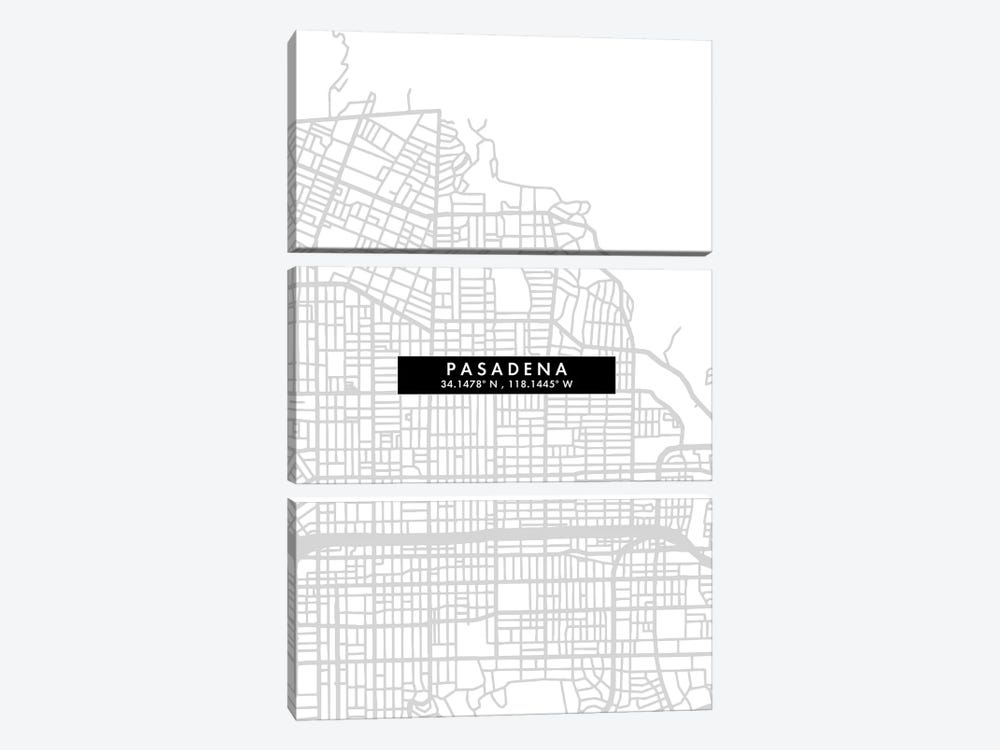 Pasadena, California City Map Minimal Style by WallDecorAddict 3-piece Canvas Print