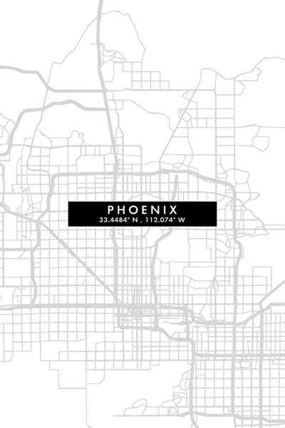 Phoenix, Arizona City Map Minimal Style by WallDecorAddict art print