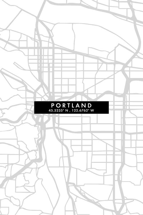 Portland, Oregon City Map Minimal Style