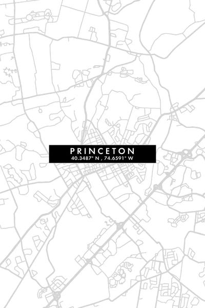Princeton, New Jersey City Map Minimal Style by WallDecorAddict art print