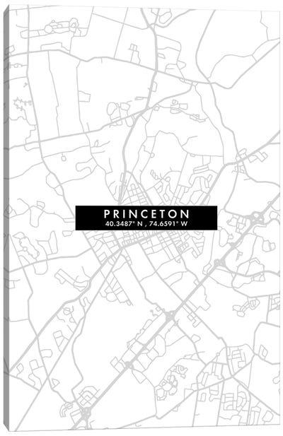 Princeton, New Jersey City Map Minimal Style Canvas Art Print