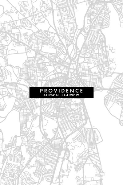 Rhode Island: Providence, Rhode Island City Map Minimal Style by WallDecorAddict