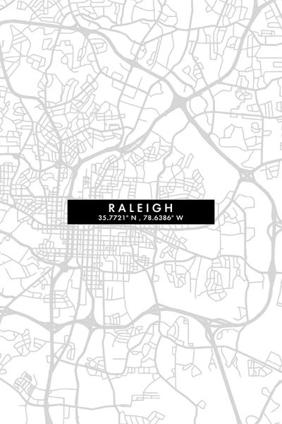 Raleigh: Raleigh, North Carolina City Map Minimal Style by WallDecorAddict